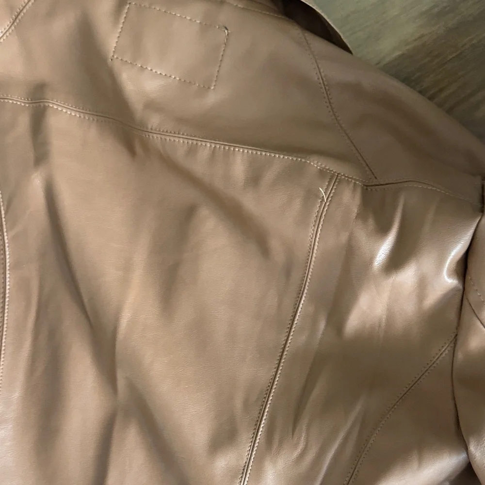 Ookie lala Nordstrom Tan faux Leather Jacket XS - Picture 8 of 9